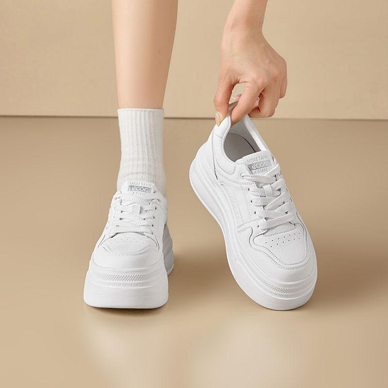 Spring new thick-soled shoes sports and leisure versatile women's shoes single shoes leather white shoes