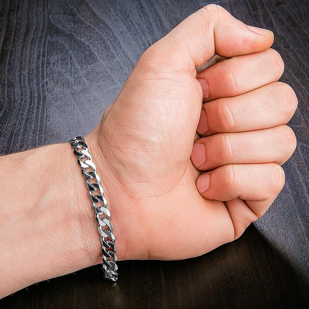 SILVER Men' Diamond Bracelet THICK Full Elegant For Men