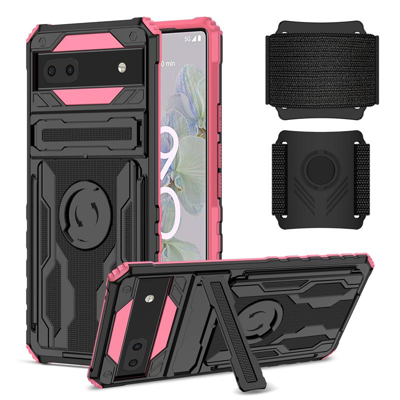 For Google Pixel 8 Pro / Pixel 8 / Pixel 6a 6 Pro Case Armor Kickstand With Wrist Strap Outdoor Sports Phone Case Back Cover