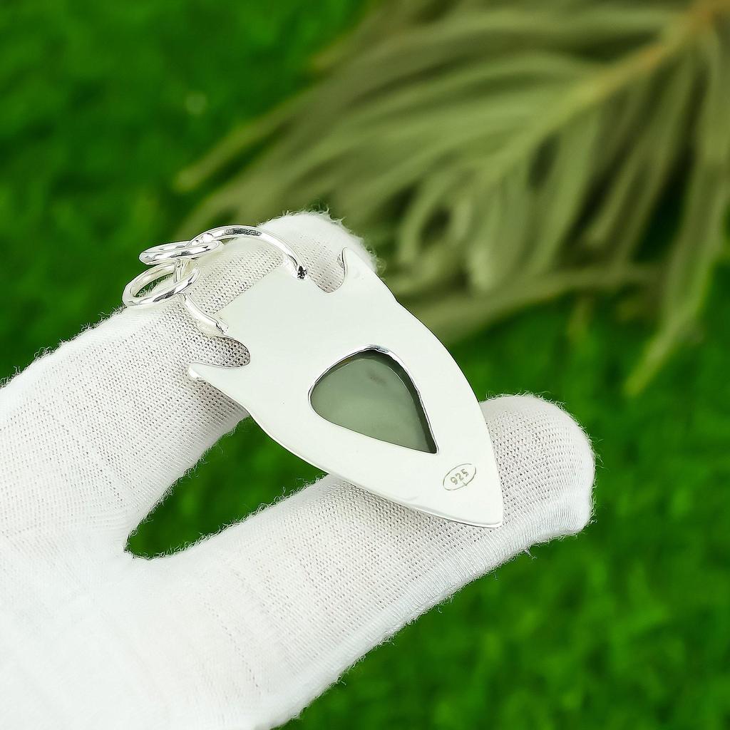 Natural Polychrome Jasper Gemstone Jewelry 925 Sterling Silver Pendant For Girls