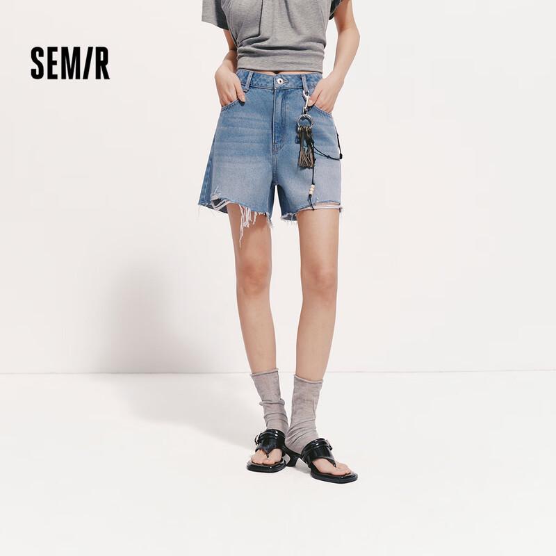 Женские рваные джинсовые шорты Semir А-силуэта с необработанным краем XL