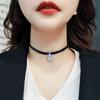 Minimalist Zircon Pendant Choker Necklace - Short Leather Rope Chain for Women