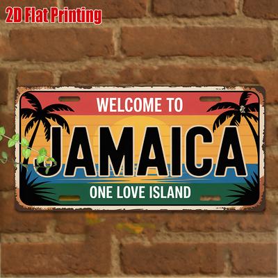 Pc D Flat Printing Vintage Metal Sign  Jamaica Aluminum Sign Travel Decor One Love Island Wall Art Rustic Caribbean Accent