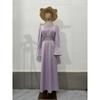 Women's Pleated Waisted Long Sleeve Dress