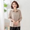 Spring & Summer Stylish Lapel Long Sleeve Shirt for Middle-Aged & Elderly Women - Age-Reducing Solid Color Loose Top