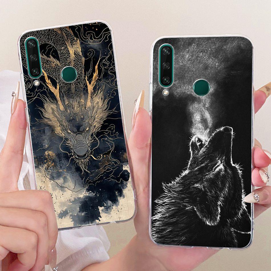 For Huawei Y6P 2020 Cool Dragon Tiger Pattern Phone Case For Huawei Y6p MED-LX9 MED-LX9N Soft Silicone TPU Cases Bumpers