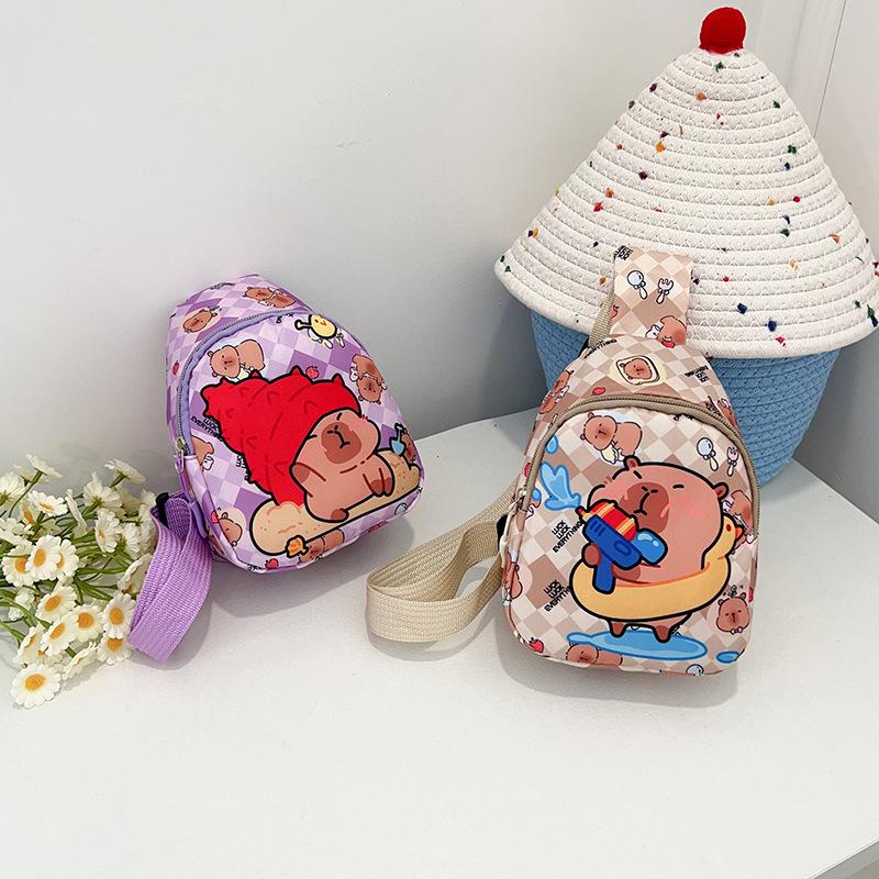 Kids' Cartoon Capybara Crossbody Bag: Lightweight Mini Coin Purse for Boys and Girls