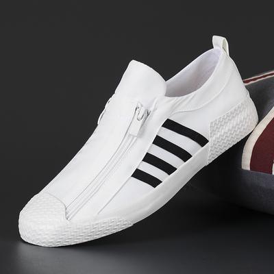 Men'S Shoes Trendy Shoes Low-Top Little White Shoes Zipper Canvas Shoes Trendy Casual Board Shoes