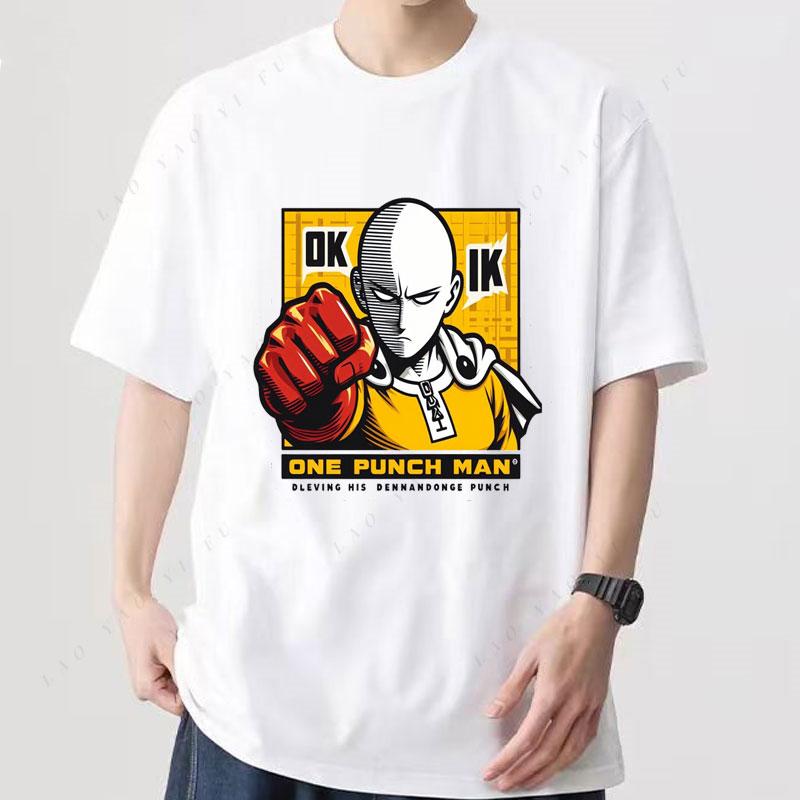 Men s One Punch Man Saitama Crew-neck Casual T Shirt  Hero for Fun Saitama Mode Just One Punch Cotton Man Clothes S разноцветный
