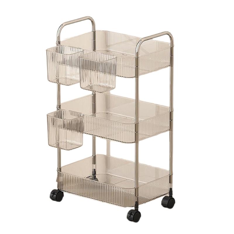 Multi Layer Clear Rolling Cosmetic Organizers Mobile Storage Cart For Bedroom Bathroom Makeup Essential