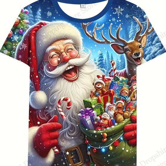 Christmas Style Hat 3d Print T-shirt Men Women Fashion Short Sleeve Tops Tees Funny Santa Claus Tshirt Mens Clothing Snowflake