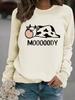 Moody Print Women's Casual Long-Sleeve Round Neck Sweatshirt Hoodie (Autumn/Winter Collection)