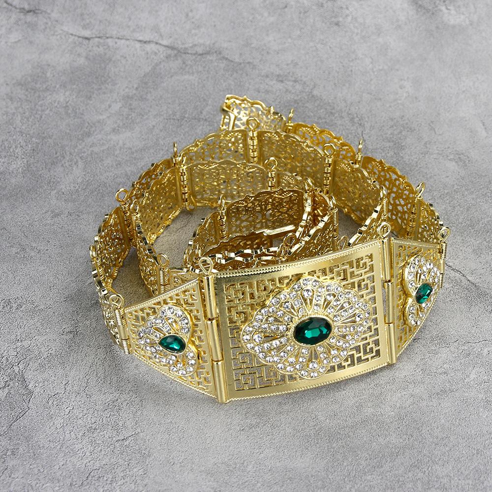 Gold Color Belt For Women Adjustable Length Crystal Ethnic Wedding Jewelry Gift
