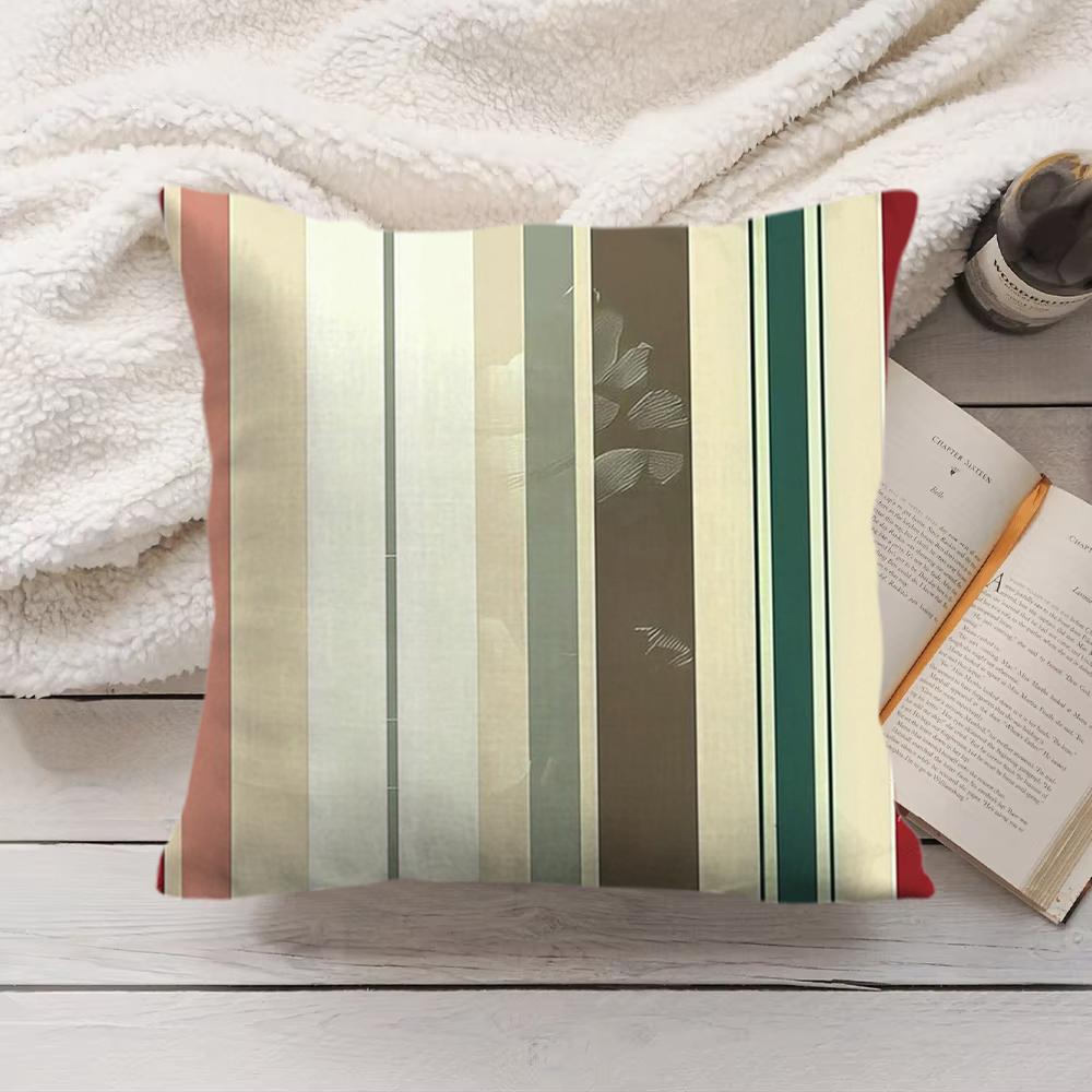 Classic Striped Cushion Cover Short Plush DoubleSided Printing Home Machine Washable in Warm Winter Pillow Cover