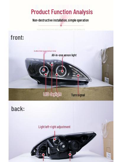 09-13 Classic Focus LED Angel Eyes Headlight Assembly with Daytime Running Xenon Lamps