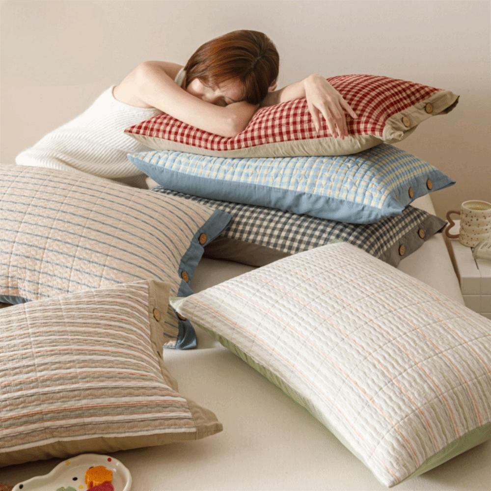 Skin-friendly Envelope-style Plaid Pillowcase Pure Cotton Pillow Cover Fashion Pillowslip  Bedroom