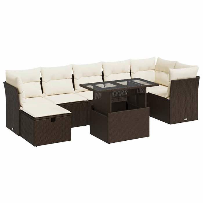 VidaXL Garden Lounge Set 8 Pcs with Brown Cushions Wicker 3327793