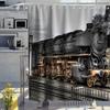 Vintage Industrial Steam Engine Shower Curtain Antique Old Times Locomotive On Rail Road Retrotrain Station Bathroom Curtain