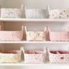 Cotton Small Quilted Storage Basket Folding Cosmetic Organizer  Dresser