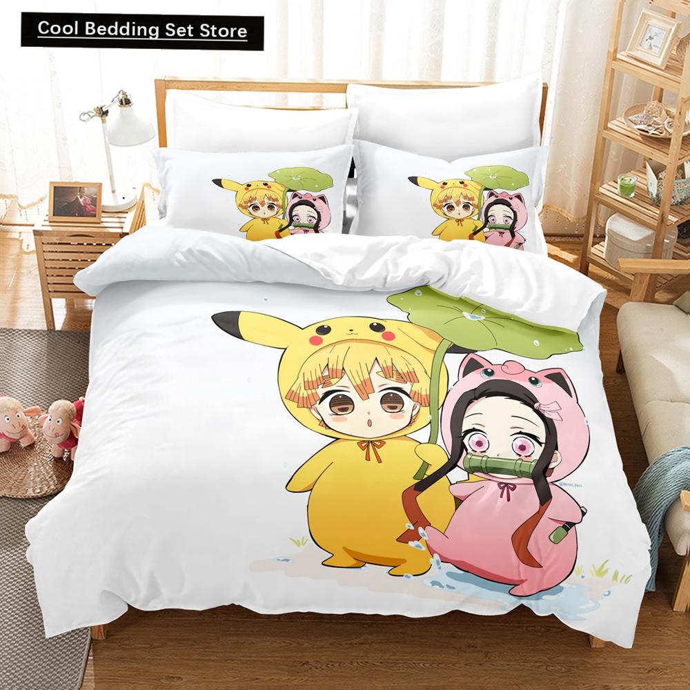 3D Anime Kawaii Tjejer Ur bladet Sängkläder Påslakanset Med Örngott Twin Full Queen King Sängkläder Sänglinne