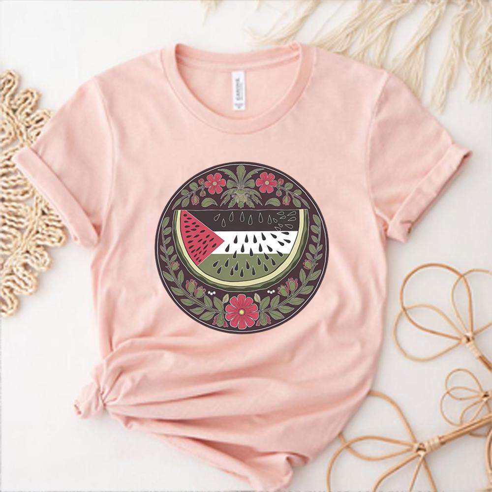 Watermelon Symbol Freedom T Shirt HuUnisex Rights Tshirt Peace and Love Tshirt Watermelon Flag Tees Unisex Short Sleeves Tops