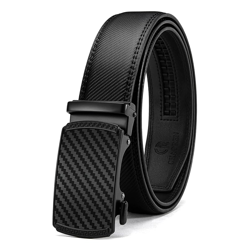 

[CHAOREN] belt men s business big size Auto lock type men s belt suit leather No hole Stepless adjustment comfort 35mm width With box
