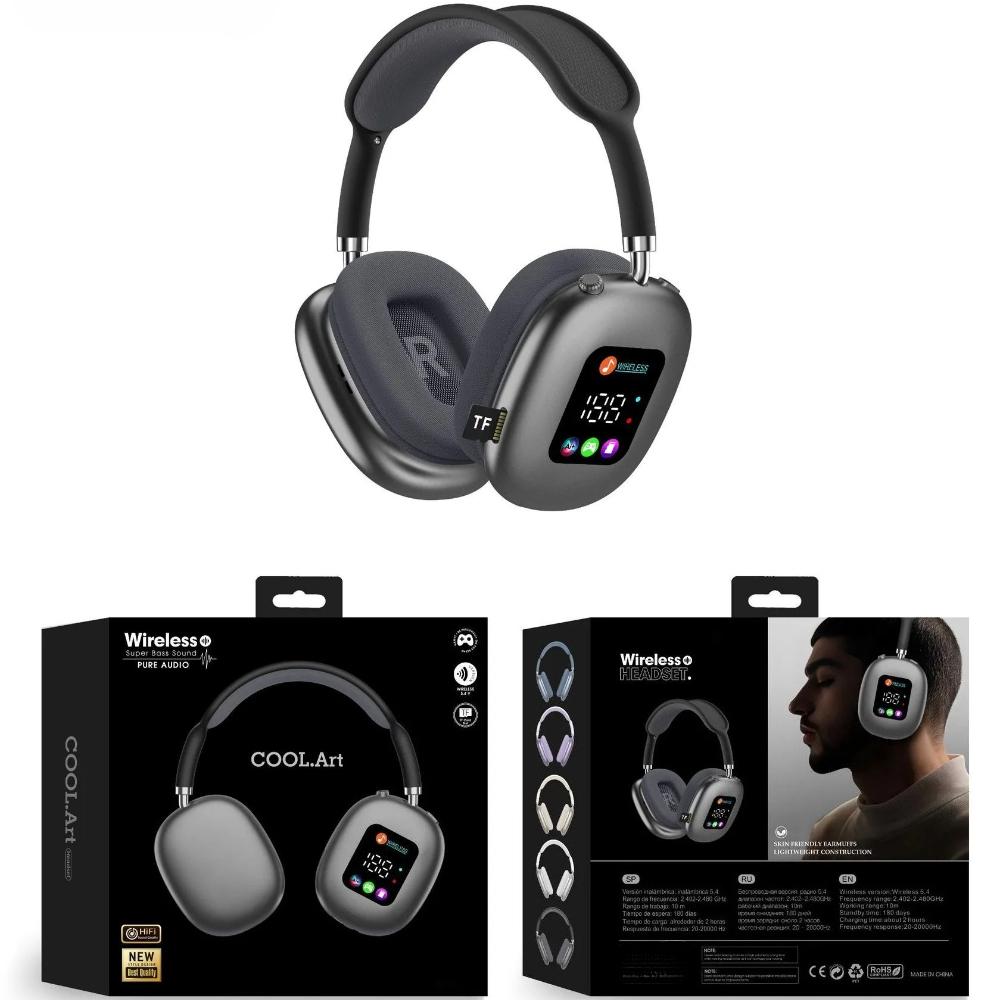 Head-mounted Touch Screen Earphones Digital Display Screen Noise Cancellation Casque Bluetooth Headphones