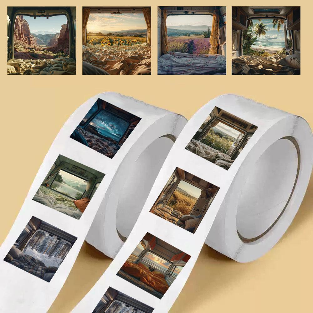 500PCS Camping Scenery Roll Stickers Scrapbooking Notebook Y2k Fashion Gift Colorful Graffiti Phone Fashion Aesthetic Sticker