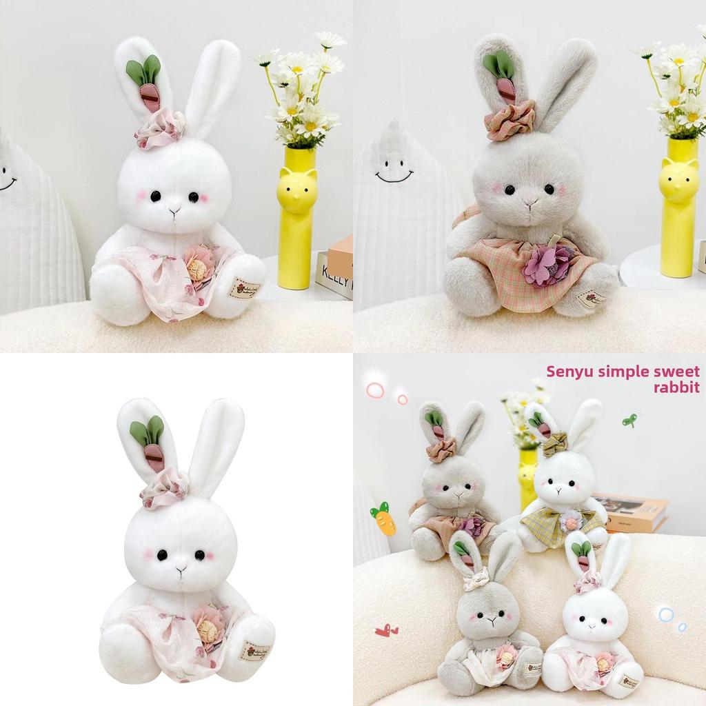Bunny Plush Toy With Pink Dress Soft Rabbit Stuffed Animal For Kids Gift