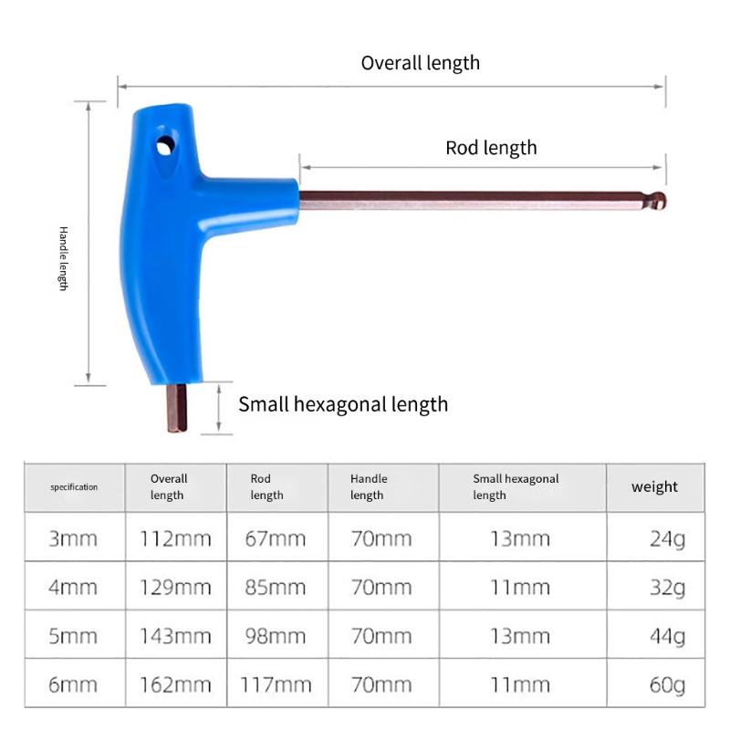 Ergonomic T-Handle Allen Wrench Bike Allen Hexagon Key Wrench Hand Tool