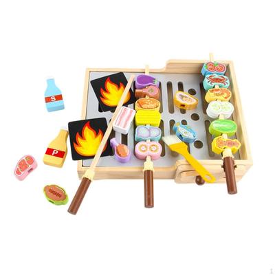 Wooden Barbecue Playset Interactive ParentChild Play Toy Grill Fine Motor Skills