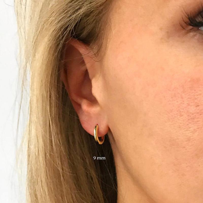 CANNER Multi-Sized Glossy Piercing Cartilage 925 Silver Hoop Earrings for Women Round Huggie Nose Ring Earings Jewelry