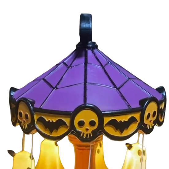 Ghostly Carousel Night Light Halloween Light Up Ghost Night Lamp Festive Atmosphere Spooky Lamp Decor for Bedroom