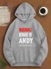 WARNING BEWARE OF ANDY JPH-9 Plus Size Hooded Sweatshirt, PLUS SIZE