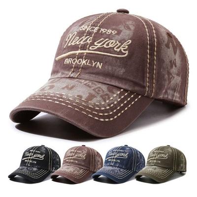 Distressed Baseball Cap New York Embroidered Vintage Washed Hat  For Man Women Unisex