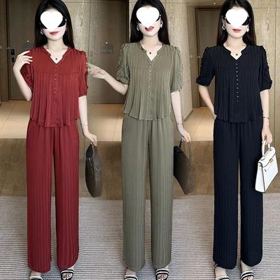 Aesthetic Silk Fashion Set for Women - Summer Elegant Mom's Dress - Lightweight Stylish Casual Two-Piece Set