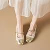 French Single Shoes Spring and Autumn Light Mouth Low Heel Square Head Word with Small Fragrant Style Small Leather Shoes Mary Jane Shoes