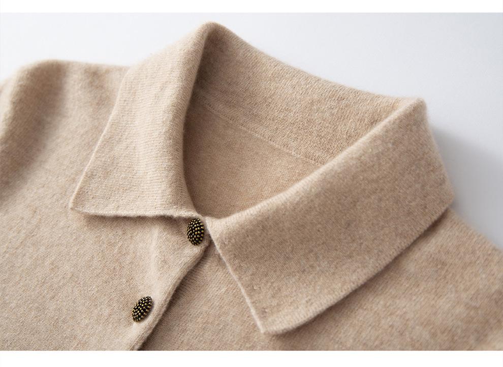 Women's 100% Cashmere Polo Neck Sweater - Autumn/Winter Versatile Loose Fit