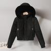 Women's Short Winter Cotton Parka with Fur Collar - Thickened Korean Style Velvet Jacket