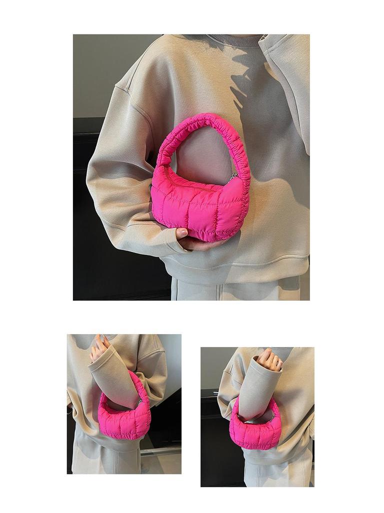 Korean Pleated Plaid Cloud Mini Handbag 2024 – Chic Downy Underarm Bag