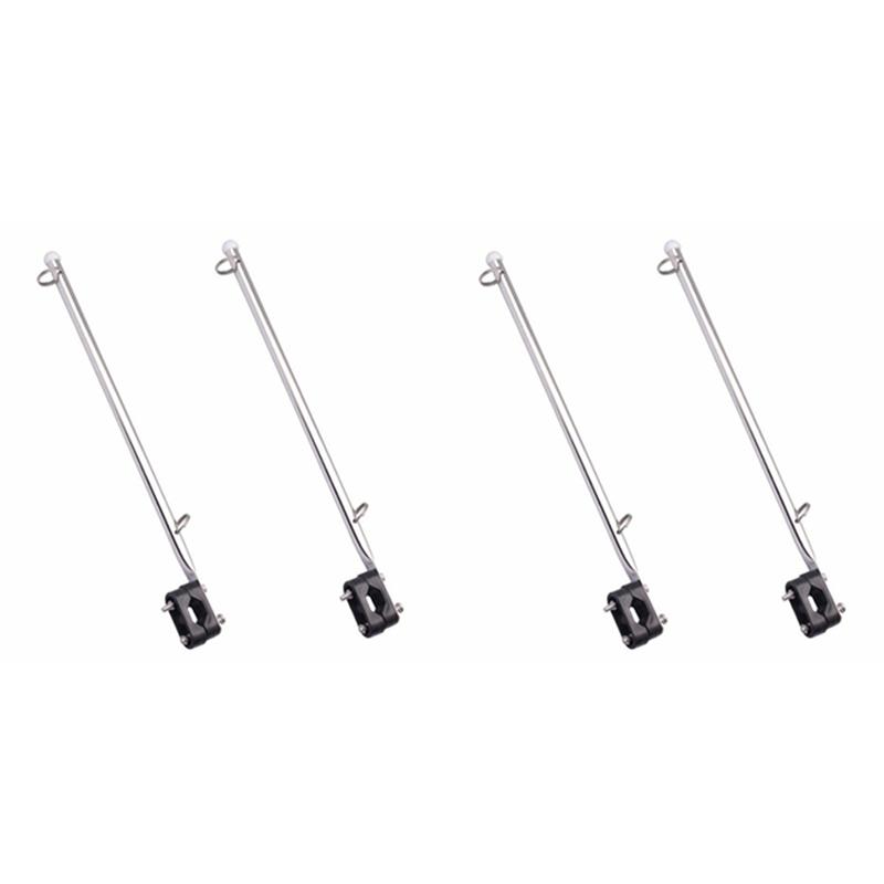 NEW-4Pcs 14 Inch Flag Pole Holder Stainless Steel 7/8 Inch 1 Inch Rail Mount For Boat/Yacht