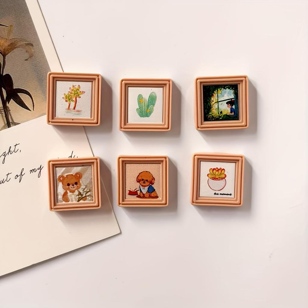 6pcs Cartoon Po Frames  Fridge Magnets  Magnetic Decorative Items  Po Messages  and Fixed Magnets