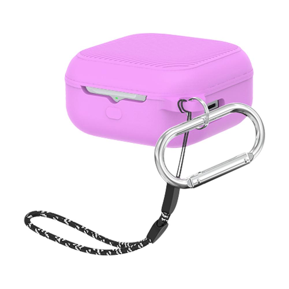 

Silicone Headphone Box Case With Lanyard Hook Earphone Headphones Cover Fall-protection Anti-loss for Echo Buds 2025 Release фіолетовий