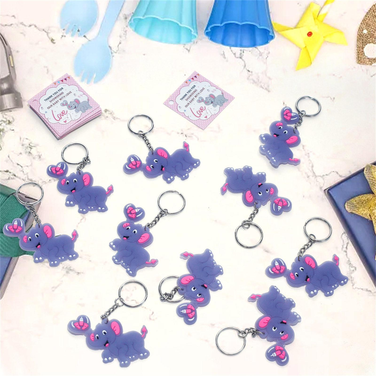 Брелки в виде слонов оптом 24 шт. Украшения для детского душа с мешочком из органзы — фото 6
