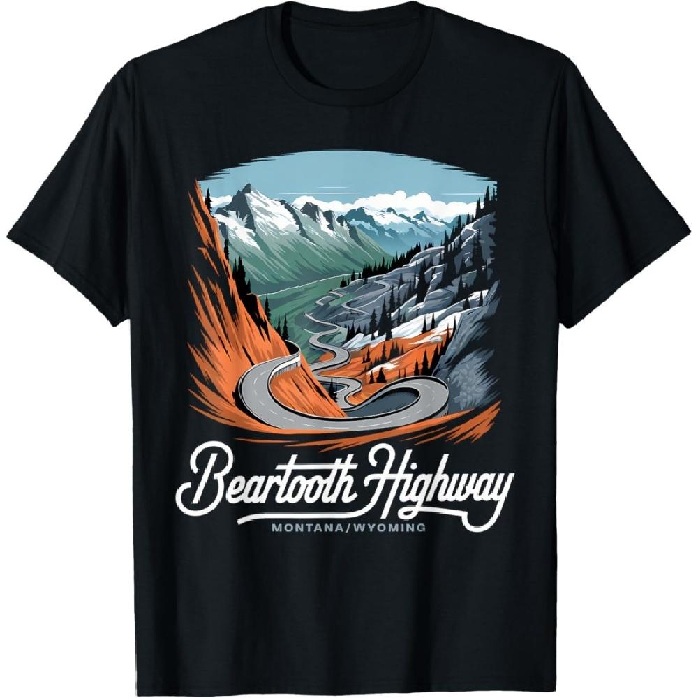 

Beartooth Highway Montana Wyoming Mountains Winding Road T-Shirt S