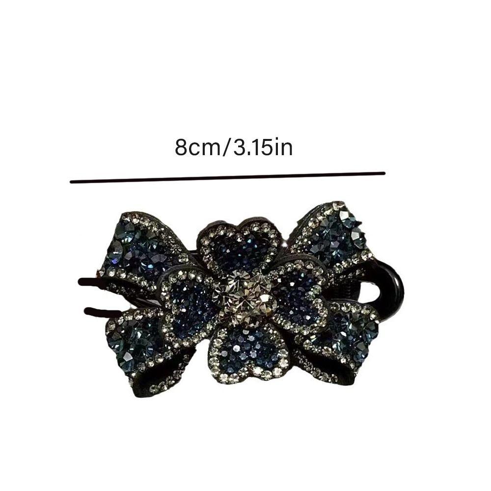 Bowknot Flower Crystal Hairpins Zircon Women Duckbill Clip Rhinestone Flower Hair Clip  Wash Face