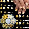 1 Scatola Charms per Unghie Cartoni Animati 3D Giallo Vasetto di Miele Piccola Ape Perla Bianca Simulazione Fiori Margheritina Bianca Per Accessori Nail Art Unghie Fai da Te