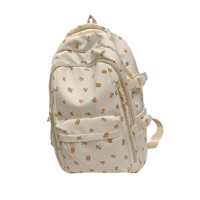 Großvolumige florale Nylon-Schultasche, lässiger Tagesrucksack, Reiserucksack für College-Studenten