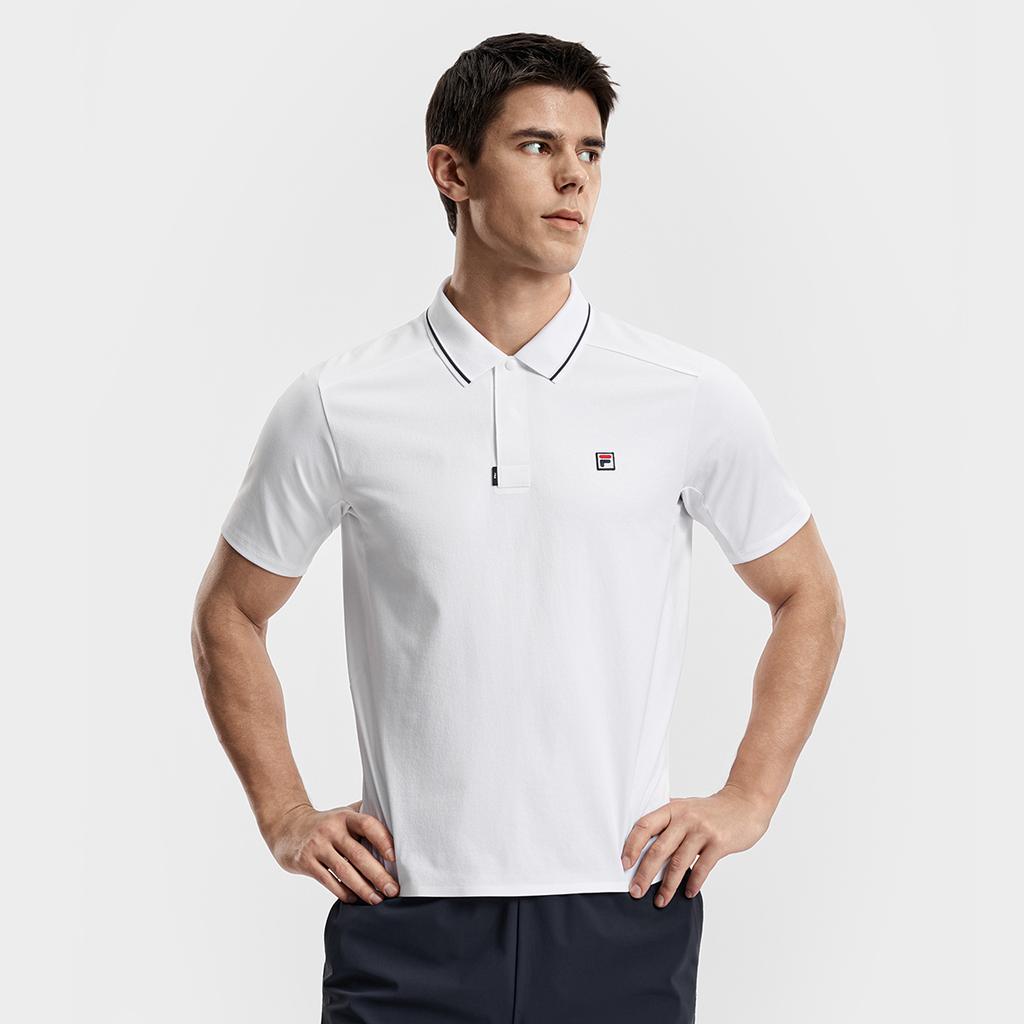 Fila Tennis Klassisch Mode Einfach Retro Sport Lässig Vielseitig Bequem Gestricktes Kurzarm-Polohemd Herren Oberteile Jade-Weiß A11M613101FWT