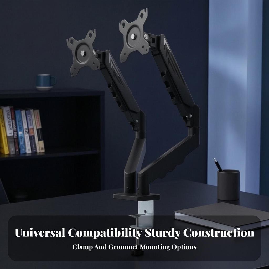 Dual Monitor Arm with Gas Spring Long-Lasting for Home Office